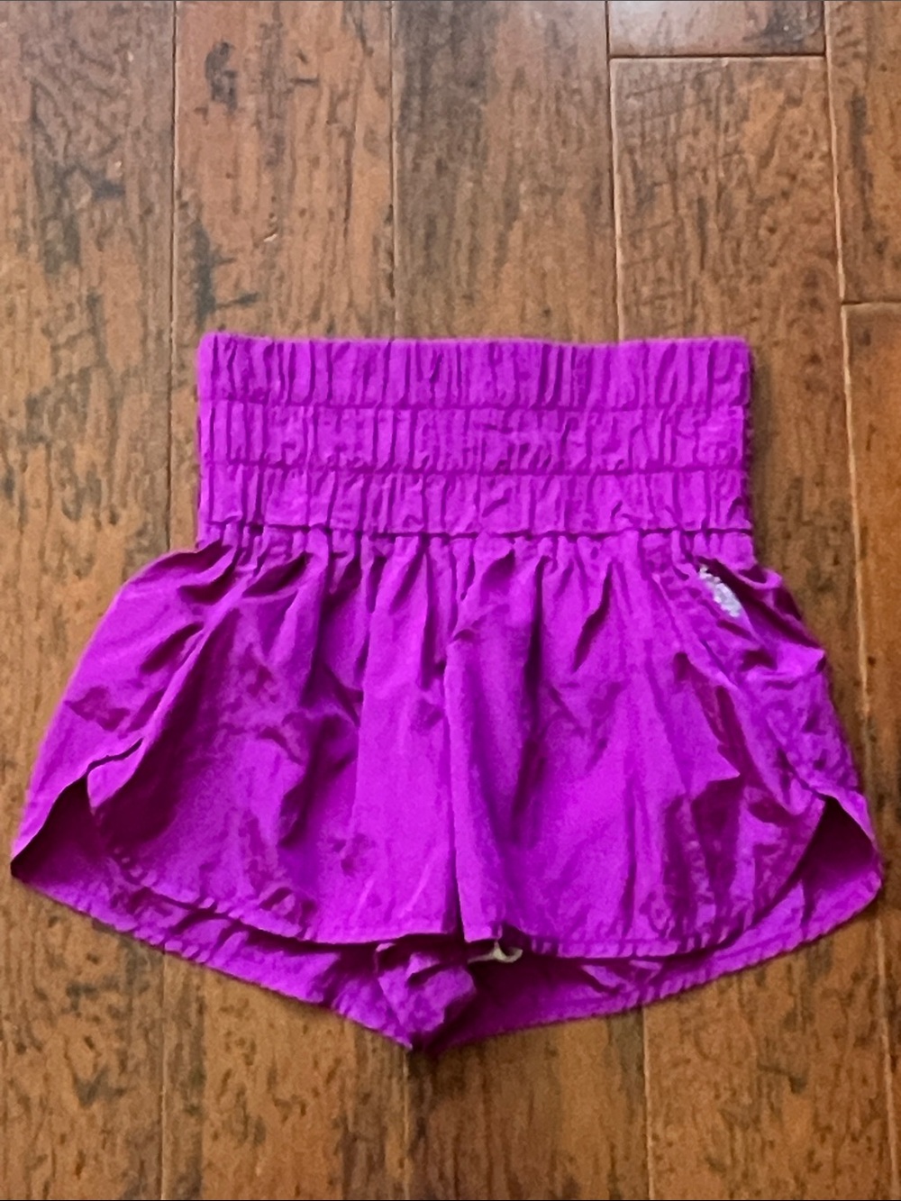 Fp Free People Movement High-Waist Magenta Smocked Shorts